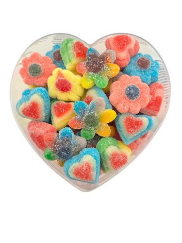 Cukrozott virágok 3d szívekkel szívbe zárva  